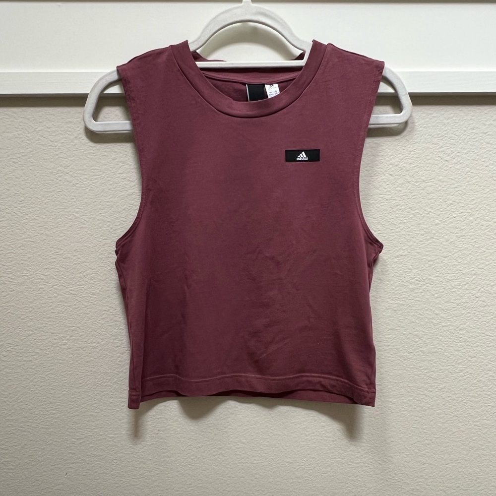 Adidas Burgundy Sleeveless Crop Muscle Tee